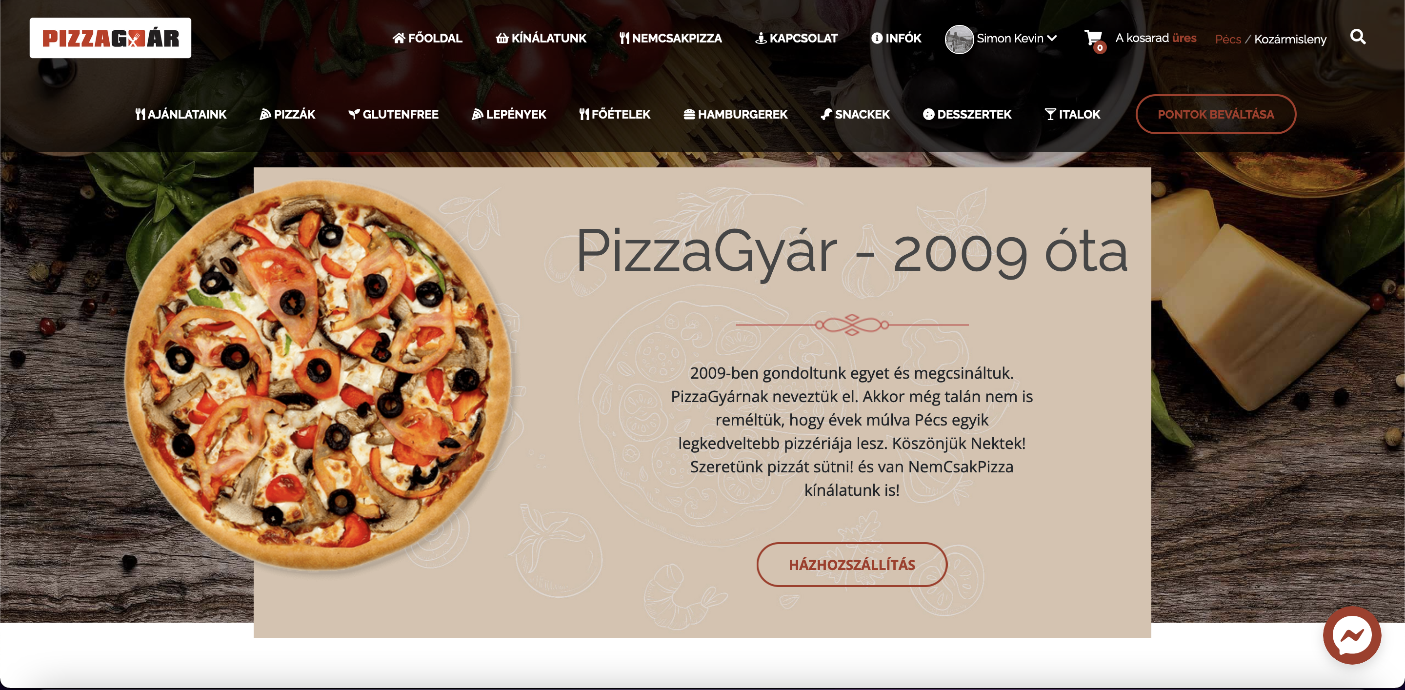 PizzaGyár Weboldal